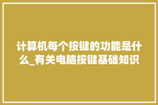 计算机每个按键的功能是什么_有关电脑按键基础知识的书