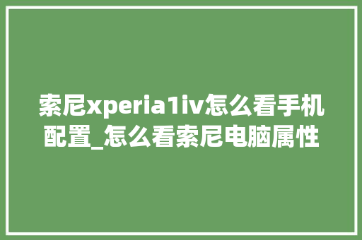 索尼xperia1iv怎么看手机配置_怎么看索尼电脑属性配置参数