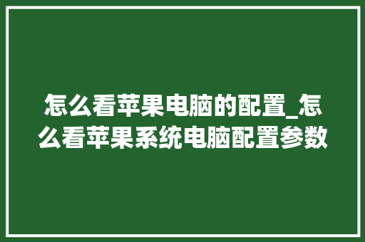 怎么看苹果电脑的配置_怎么看苹果系统电脑配置参数