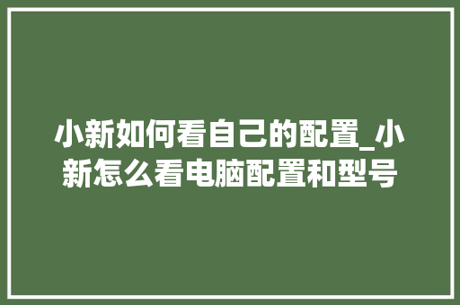 小新如何看自己的配置_小新怎么看电脑配置和型号