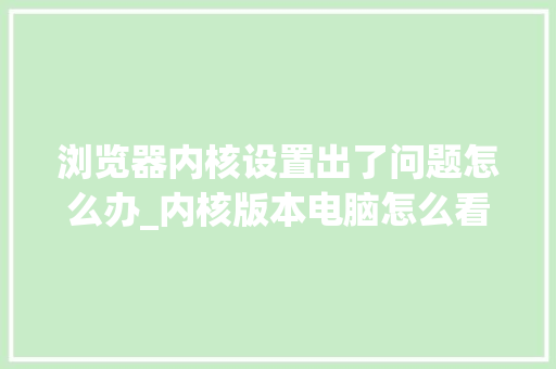 浏览器内核设置出了问题怎么办_内核版本电脑怎么看配置参数