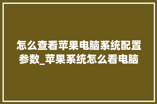 怎么查看苹果电脑系统配置参数_苹果系统怎么看电脑配置参数