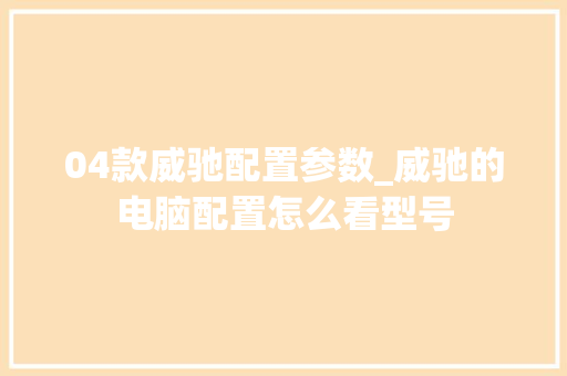 04款威驰配置参数_威驰的电脑配置怎么看型号 电脑故障维修