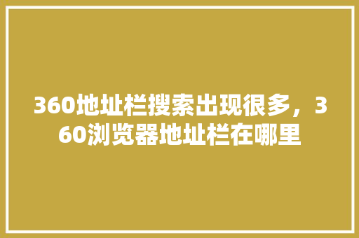 360地址栏搜索出现很多，360浏览器地址栏在哪里