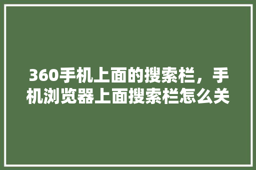 360手机上面的搜索栏，手机浏览器上面搜索栏怎么关掉