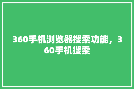 360手机浏览器搜索功能，360手机搜索