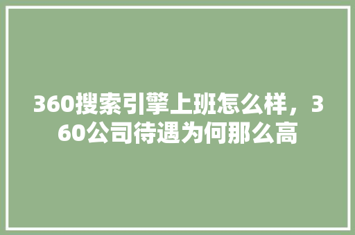 360搜索引擎上班怎么样，360公司待遇为何那么高
