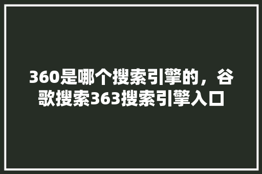 360是哪个搜索引擎的，谷歌搜索363搜索引擎入口