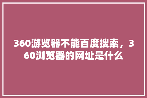 360游览器不能百度搜索，360浏览器的网址是什么