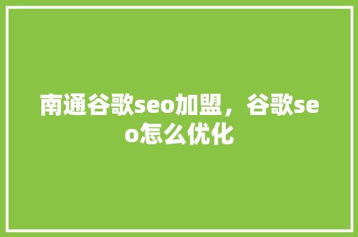 南通谷歌seo加盟,谷歌seo怎么优化 南通谷歌seo加盟,谷歌seo怎么优化
