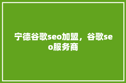 宁德谷歌seo加盟,谷歌seo服务商 宁德谷歌seo加盟,谷歌seo服务商
