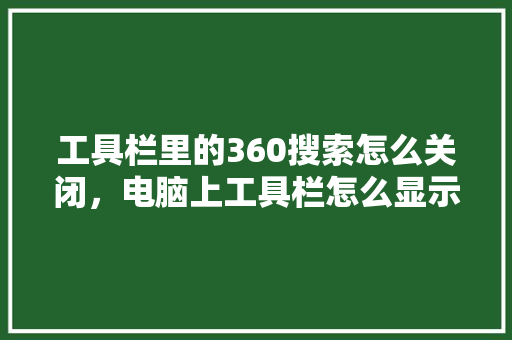 工具栏里的360搜索怎么关闭，电脑上工具栏怎么显示出来 操作系统