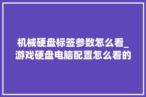 机械硬盘标签参数怎么看_游戏硬盘电脑配置怎么看的