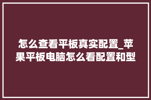 怎么查看平板真实配置_苹果平板电脑怎么看配置和型号 网络技术