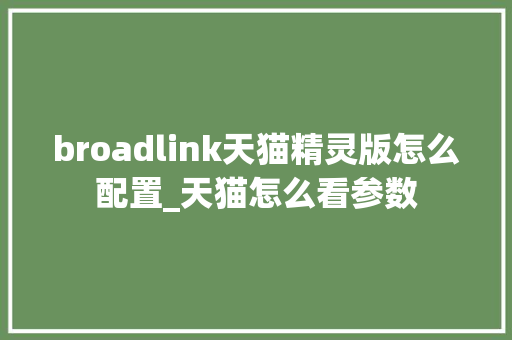 broadlink天猫精灵版怎么配置_天猫怎么看参数