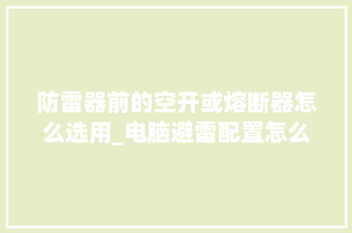 防雷器前的空开或熔断器怎么选用_电脑避雷配置怎么看的