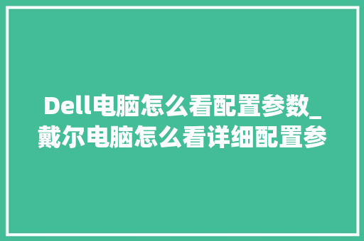 Dell电脑怎么看配置参数_戴尔电脑怎么看详细配置参数