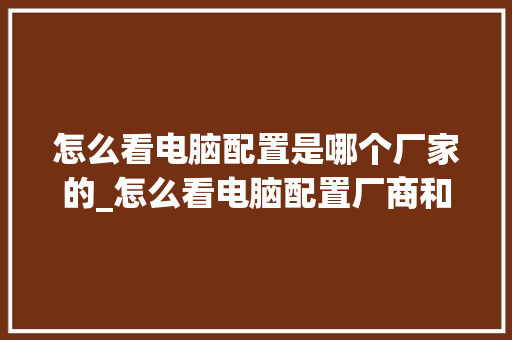 怎么看电脑配置是哪个厂家的_怎么看电脑配置厂商和型号