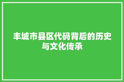 丰城市县区代码背后的历史与文化传承 丰城市县区代码背后的历史与文化传承 电脑基础
