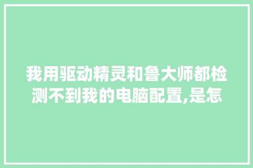 我用驱动精灵和鲁大师都检测不到我的电脑配置,是怎么回事_电脑驱动配置怎么看的 网络技术