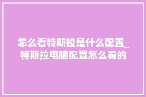 怎么看特斯拉是什么配置_特斯拉电脑配置怎么看的 怎么看特斯拉是什么配置_特斯拉电脑配置怎么看的