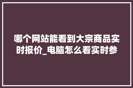 哪个网站能看到大宗商品实时报价_电脑怎么看实时参数配置表