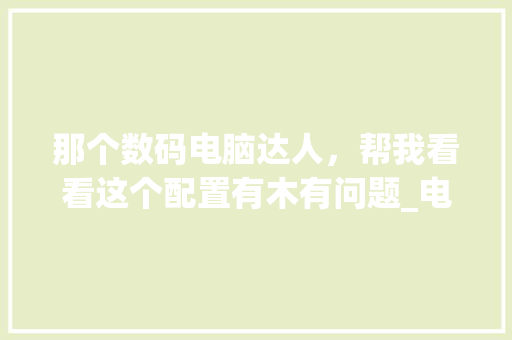 那个数码电脑达人，帮我看看这个配置有木有问题_电脑数码配置怎么看型号