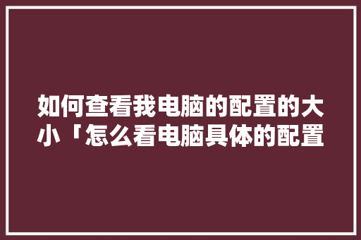 如何查看我电脑的配置的大小「怎么看电脑具体的配置参数」