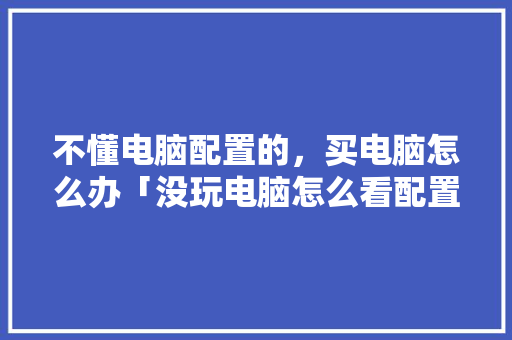 不懂电脑配置的，买电脑怎么办「没玩电脑怎么看配置信息」 不懂电脑配置的，买电脑怎么办「没玩电脑怎么看配置信息」 电脑配置