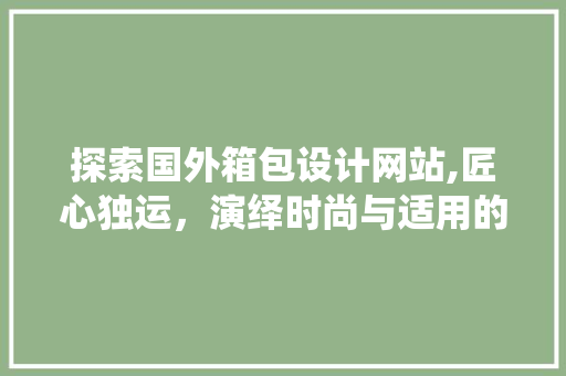 探索国外箱包设计网站,匠心独运，演绎时尚与适用的完美融合 探索国外箱包设计网站,匠心独运，演绎时尚与适用的完美融合 电脑基础