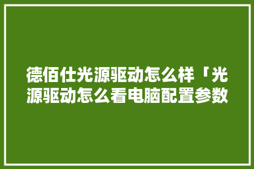 德佰仕光源驱动怎么样「光源驱动怎么看电脑配置参数」