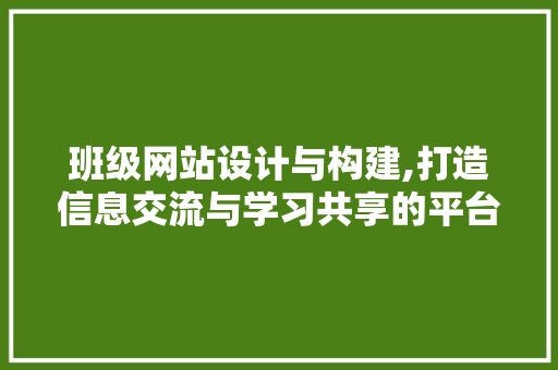 班级网站设计与构建,打造信息交流与学习共享的平台 编程语言